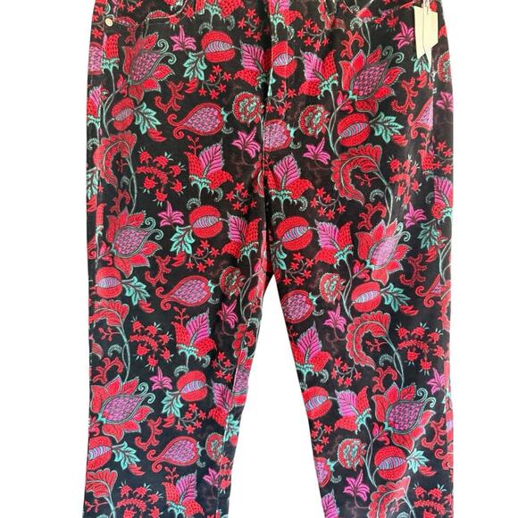 Soft Surroundings Sz 12 Velvet Skinny Pants Floral Party - Picture 4 of 10